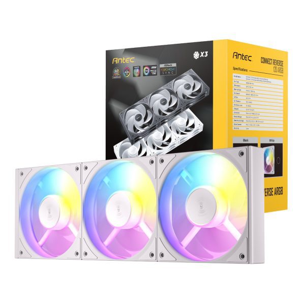 Antec Connect 120 Reverse ARGB PWM Fan 3 Pack 2013 White