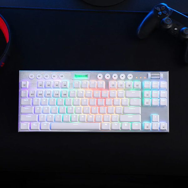 *Unboxed*REDRAGON HORUS 87KEY RGB LED SUPER-SLIM ALU FRAME - White - Image 6