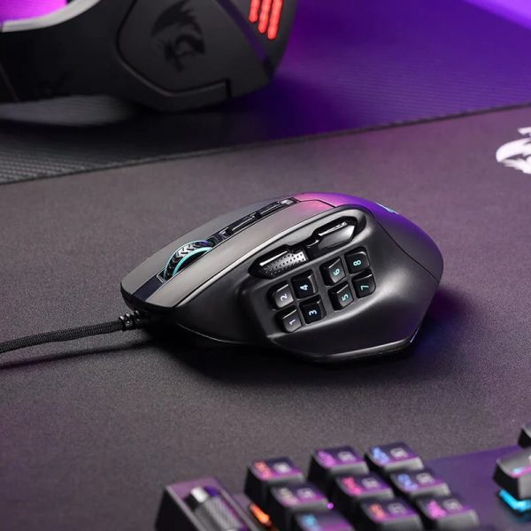 *Unboxed*REDRAGON Aatrox 6200DP RGB MMO Gaming Mouse - Black - Image 7