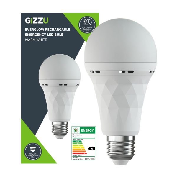 *Unboxed*Gizzu Everglow Rechargeable Warm White Emergency LED Bulb - Screw-In
