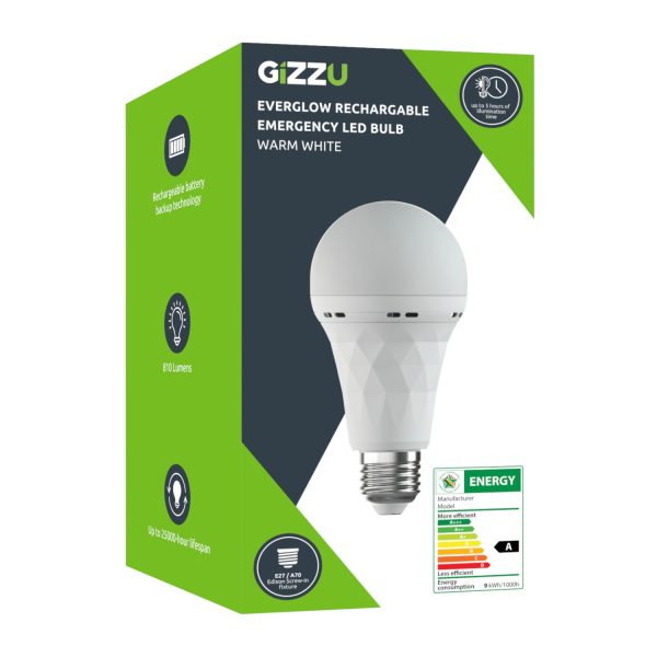 *Unboxed*Gizzu Everglow Rechargeable Warm White Emergency LED Bulb - Screw-In - Image 5