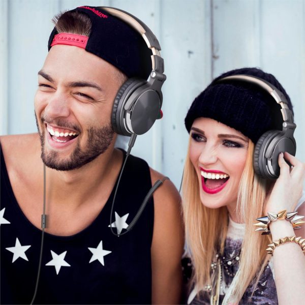 Oneodio Pro 10 Professional Wired Over Ear DJ and Studio Monitoring Headphones - Grey/Gold - Image 5