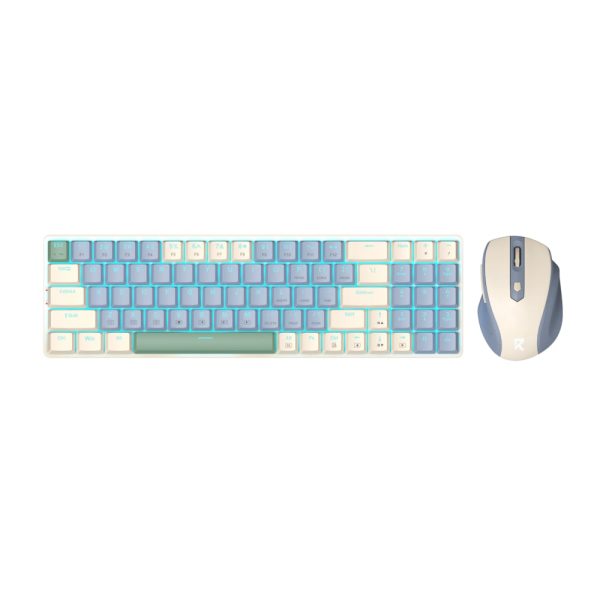 *Unboxed*Redragon BS8772 Wireless Keyboard and Mouse Combo - Cream/Blue