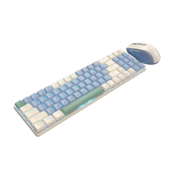 *Unboxed*Redragon BS8772 Wireless Keyboard and Mouse Combo - Cream/Blue - Image 2