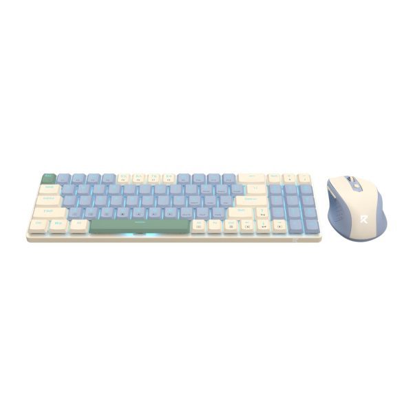 *Unboxed*Redragon BS8772 Wireless Keyboard and Mouse Combo - Cream/Blue - Image 3