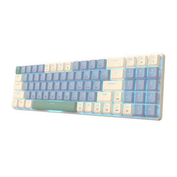 *Unboxed*Redragon BS8772 Wireless Keyboard and Mouse Combo - Cream/Blue - Image 5