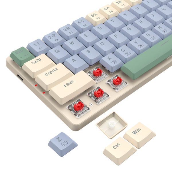 *Unboxed*Redragon BS8772 Wireless Keyboard and Mouse Combo - Cream/Blue - Image 6