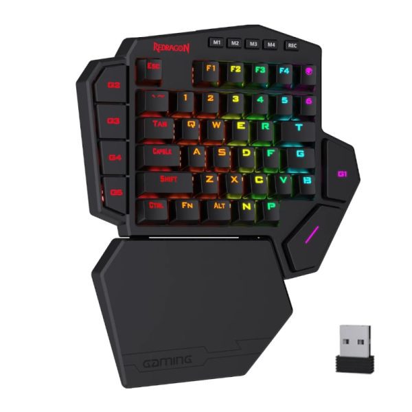 *Unboxed*REDRAGON Diti Elite One-Handed RGB Wireless Mechanical Gaming Keyboard - Black